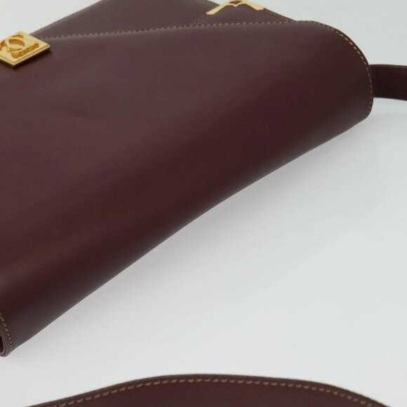 CARTIER Must Line Shoulder Bag Leather Bordeaux Gold Auth - Picture 7 of 16